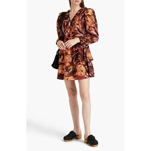 Walter Baker Floral Ruffle Dress Size 8 Boho Cottagecore Long Sleeve Mini Flowy